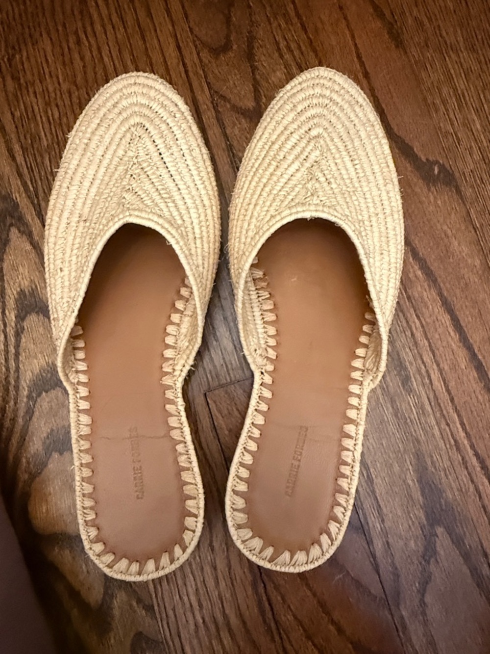 Woven Slip-On Mules in Natural Beige